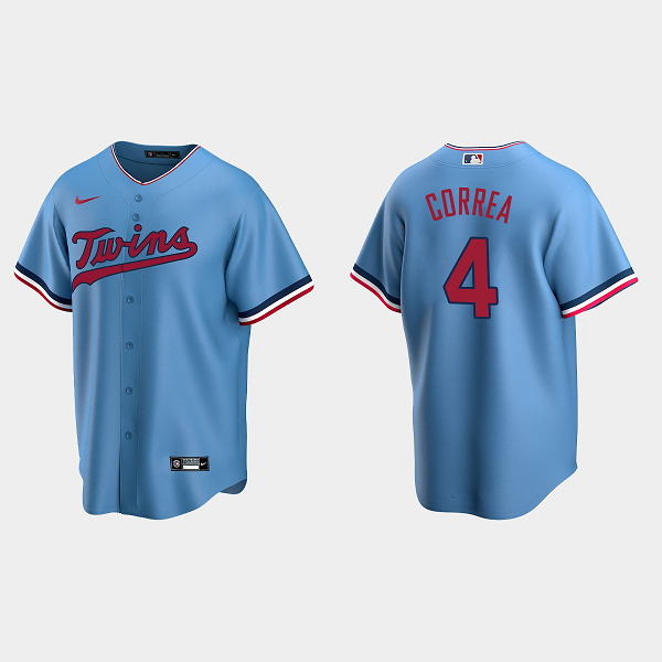 Men's Minnesota Twins #4 Carlos Correa Cool Base Alternate MLB Jersey - Light Blue