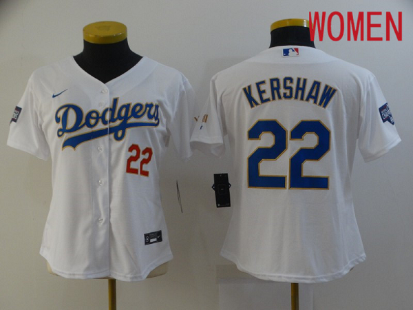 WoMen's Los Angeles Dodgers #22 Kershaw White Game 2021 Nike MLB Jerseys