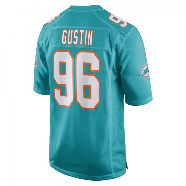 Men's Miami Dolphins Porter Gustin Nike Aqua Game Player Jersey