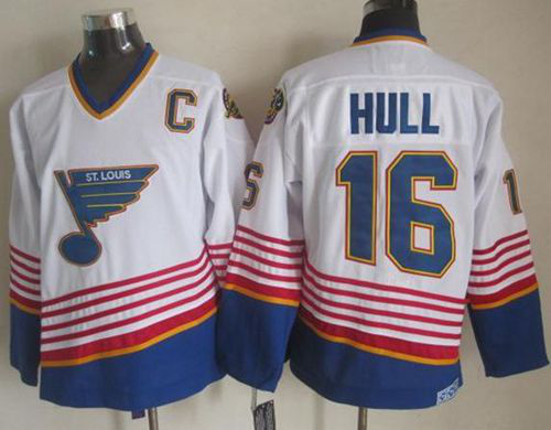 St. Louis Blues #16 Brett Hull White/Light Blue CCM Throwback Stitched NHL Jersey