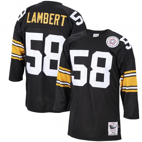 Men's Pittsburgh Steelers 1975 Jack Lambert Mitchell & Ness Black Throwback Retired Player Jersey