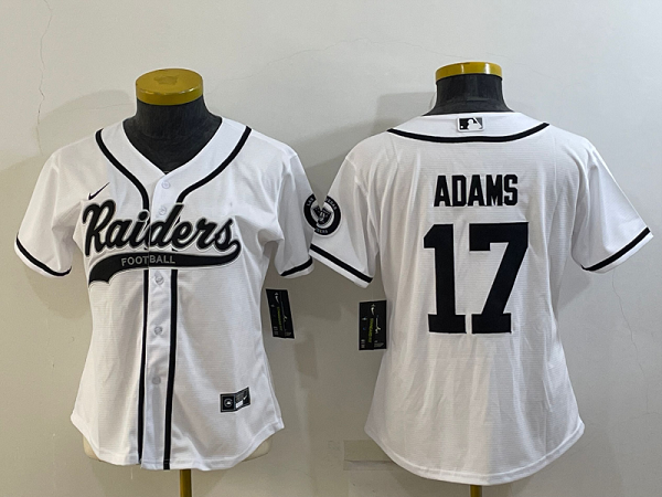 Women's Las Vegas Raiders #17 Davante Adams White Stitched Baseball Cool Base Jersey