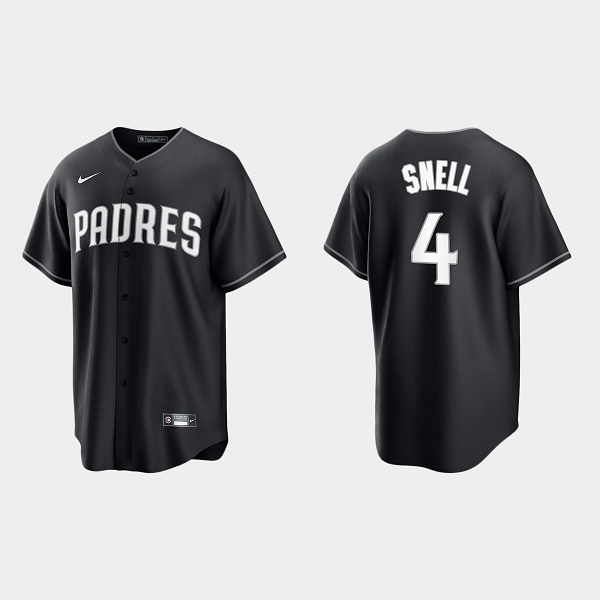 Men's San Diego Padres 34 Blake Snell All Black Fashion Black White MLB Jersey