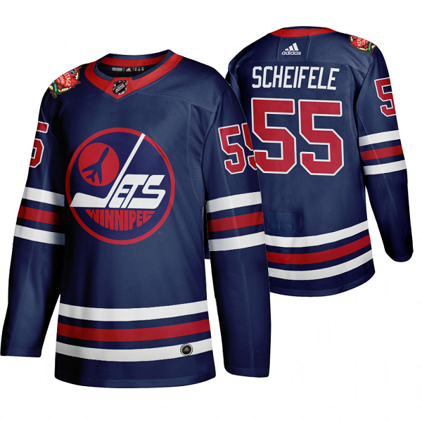 Men's Adidas Winnipeg Jets #55 Mark Scheifele 2019 Heritage Classic WHA Navy Jersey