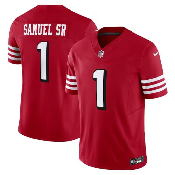 Men's #1 Deebo Samuel Sr San Francisco 49ers Nike Alternate Vapor F.U.S.E. Limited Scarlet Jersey