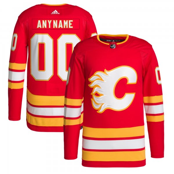 Men's Calgary Flames  adidas Red Home 2020/21 Primegreen Custom Jersey