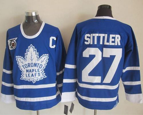 Toronto Maple Leafs #27 Darryl Sittler Blue 75th CCM Throwback Stitched NHL Jersey