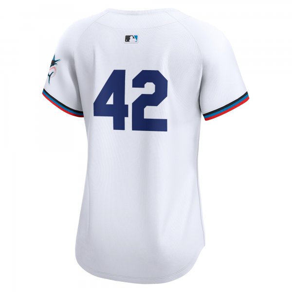 Women's Miami Marlins  Nike White 2024 Jackie Robinson Day Home Limited Jersey