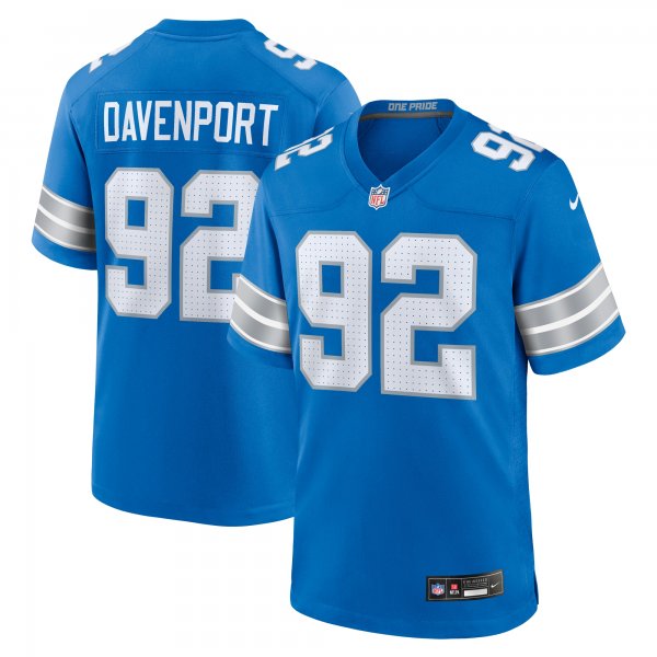 Men's Detroit Lions Marcus Davenport Nike  Blue Team Game Jersey