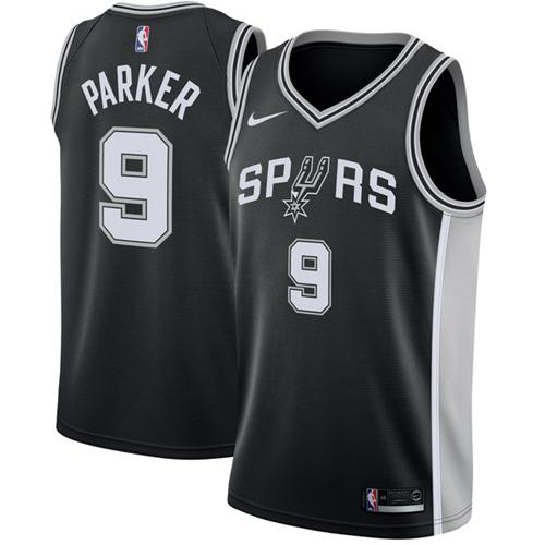 Men's Nike San Antonio Spurs #9 Tony Parker Black Swingman Icon Edition NBA Jersey