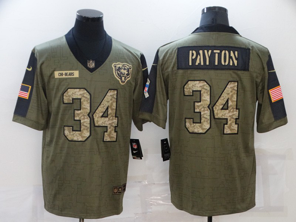 Chicago Bears Walter Payton Olive 2021 Salute To Service Limited Men's NFL Jersey