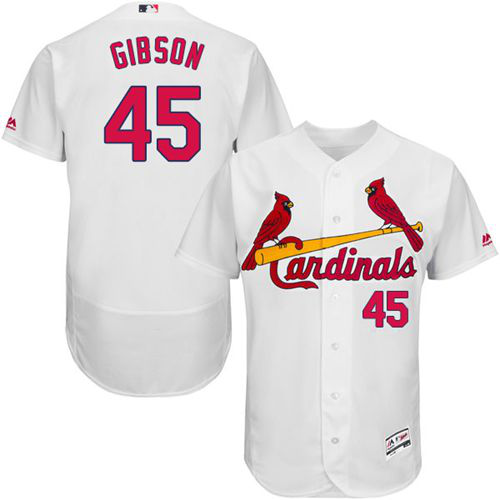 Men's St. Louis Cardinals #45 Bob Gibson White Flexbase Collection Stitched MLB Jersey