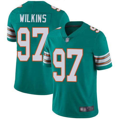 Miami Dolphins #97 Christian Wilkins Aqua Green Alternate Men's Stitched NFL Vapor Untouchable Limited Jersey