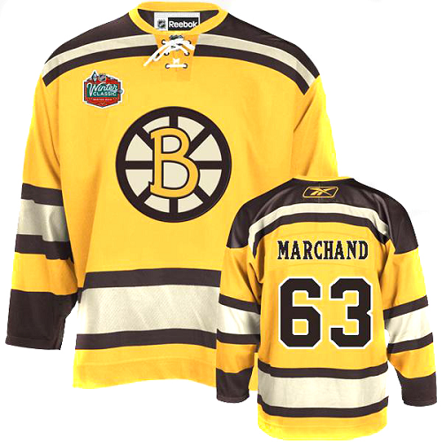 Boston Bruins #63 Brad Marchand Winter Classic Yellow Stitched NHL Jersey