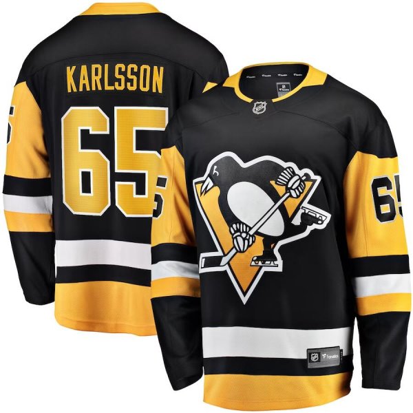 Men's Pittsburgh Penguins #65 Erik Karlsson Black Home Breakaway Jersey