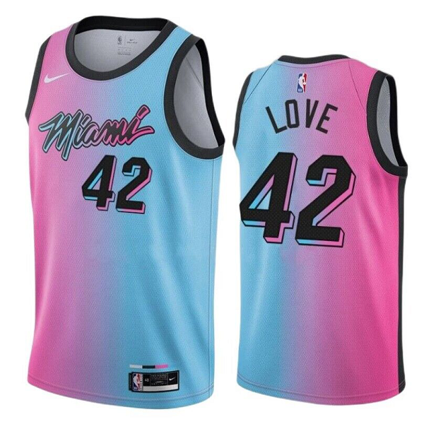 Men's #42 Kevin Love Miami Heat City Edition Pink Jersey