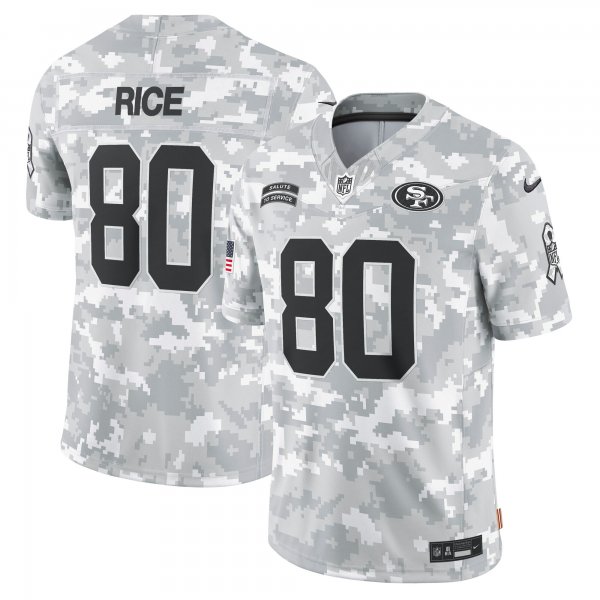 Men's San Francisco 49ers #80 Jerry Rice Nike Arctic Camo 2024 Salute to Service Retired Player Limited Jersey