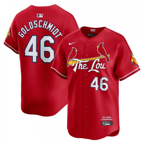 Men's Nike St. Louis Cardinals #46 Paul Goldschmidt Red 2024 City Connect Limited Player Jersey