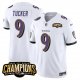 Men's Baltimore Ravens #9 Justin Tucker White 2023 F.U.S.E. AFC North Champions Vapor Limited NFL Jersey