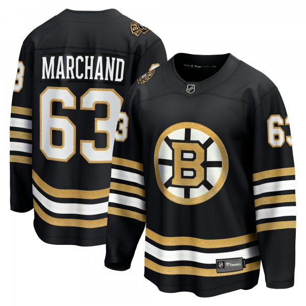 Men's Boston Bruins Brad Marchand Fanatics Black 100th Anniversary Premier Breakaway Player Jersey