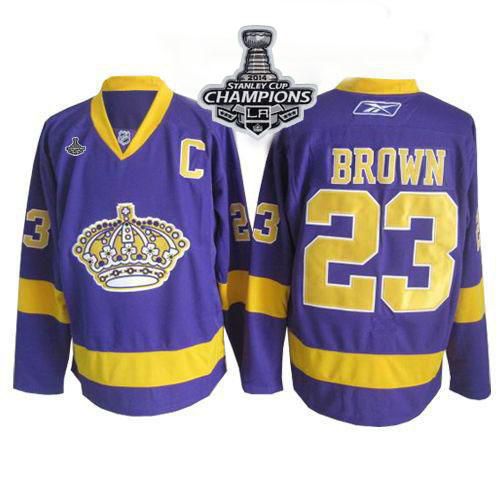 Los Angeles Kings #23 Dustin Brown Purple 2014 Stanley Cup Champions Stitched NHL Jersey