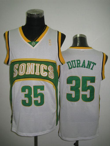 Men's Oklahoma City Thunder #35 Kevin Durant White Seattle SuperSonics Style Stitched NBA Jersey