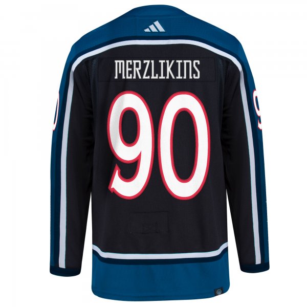 Men's Columbus Blue Jackets Elvis Merzlikins adidas Black Reverse Retro 2.0 Player Jersey