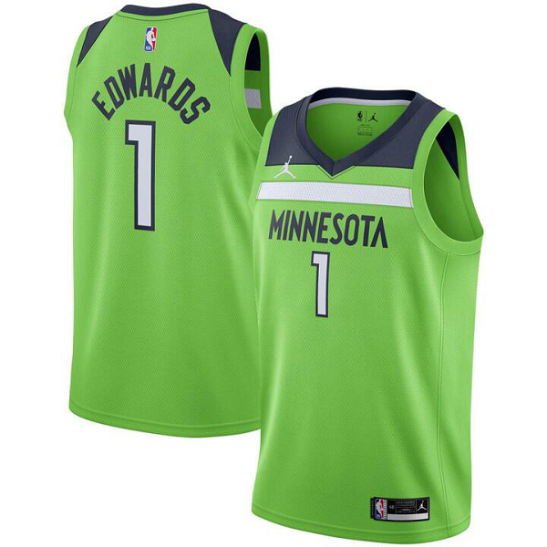 Youth Minnesota Timberwolves #1 Anthony Edwards Nike Green Swingman NBA Jersey