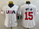 Women's Kansas City Royals #15 Bobby Witt Jr. 2023 World Baseball Classic White USA Jersey