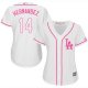 Women's Los Angeles Dodgers #14 Enrique Hernandez White Replica Fashion Cool Base MLB Majestic Jersey