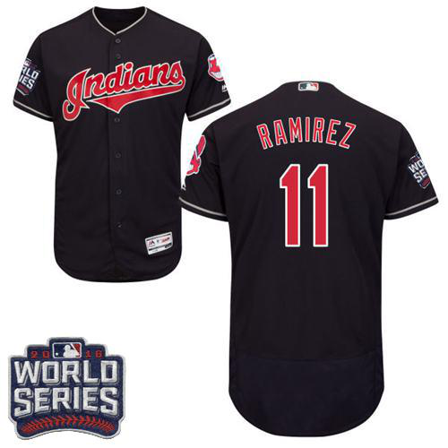 Cleveland Indians #11 Jose Ramirez Navy Blue Flexbase Collection 2016 World Series Bound Stitched MLB Jersey