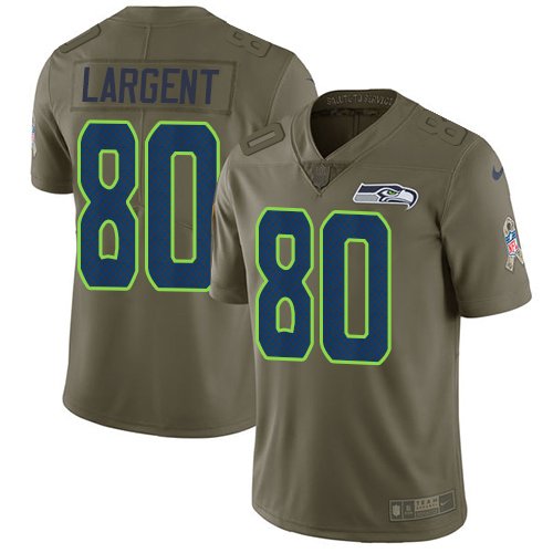 Nike Seattle Seahawks #80 Steve Largent Olive Men's Stitched NFL Limited 2017 Salute to Service Jersey