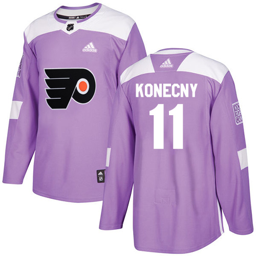 Adidas Philadelphia Flyers #11 Travis Konecny Purple Fights Cancer Stitched NHL Jersey