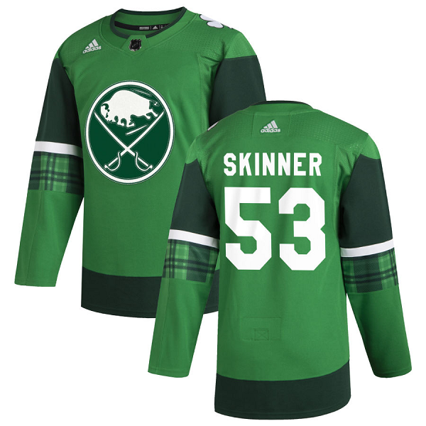 Buffalo Sabres #53 Jeff Skinner Men's Adidas 2020 St. Patrick's Day Stitched NHL Jersey Green.jpg