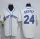 Men's Mitchell And Ness Seattle Mariners #24 Ken Griffey White Throwback Stitched MLB Jersey