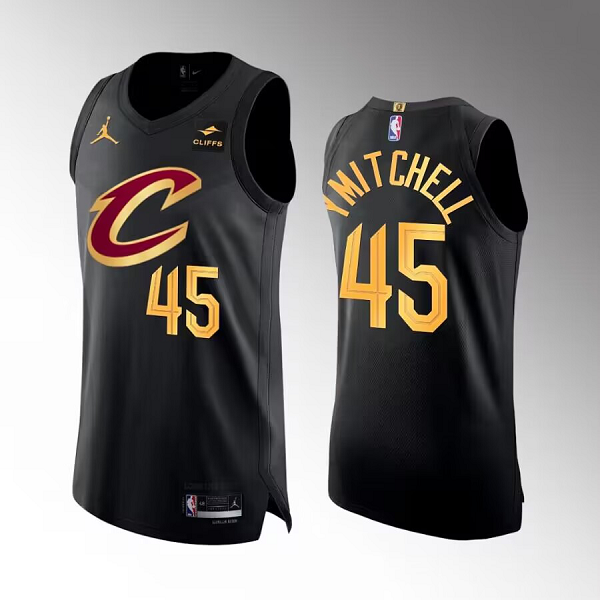 Men's Cleveland Cavaliers #45 Donovan Mitchell Black 2022-23 Statement Edition NBA Jersey