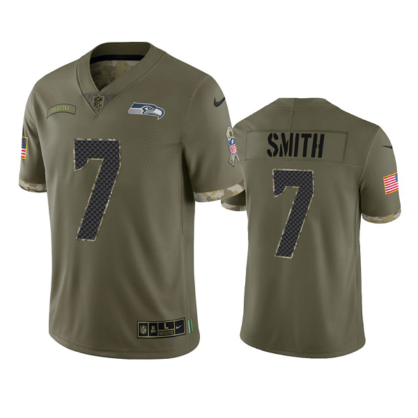 Seattle Seahawks Geno Smith #7 Olive 2022 Salute To Service Limited Jersey