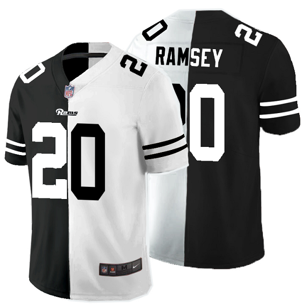 Men's Nike NFL Los Angeles Rams #20 Jalen Ramsey Black White Peaceful Coexisting Split 2020 Vapor Untouchable Stitched Limited Jersey