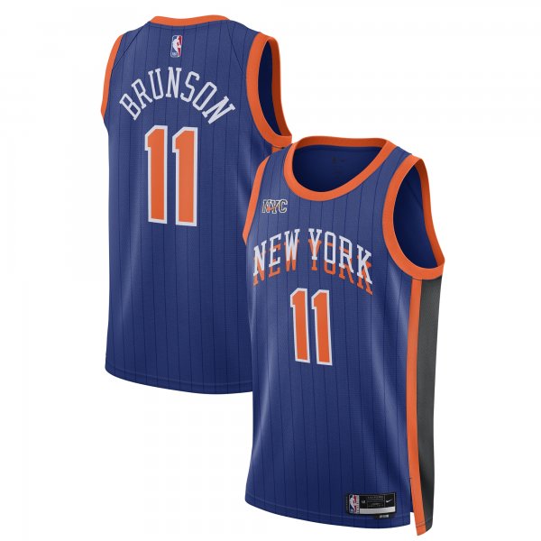 Men's Unisex New York Knicks #11 Jalen Brunson Nike Blue 2023/24 Swingman City Edition Jersey