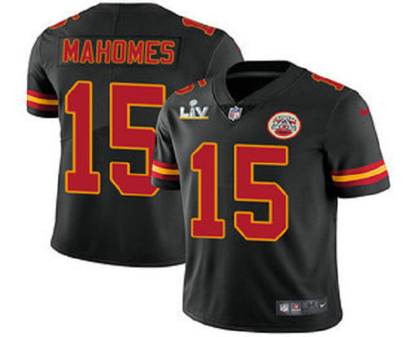 Men's Kansas City Chiefs #15 Patrick Mahomes Black 2021 Super Bowl LV Vapor Untouchable Stitched Nike Limited NFL Jersey