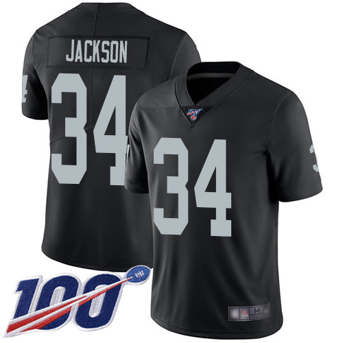 Las Vegas Raiders #34 Bo Jackson Black Team Color Men's Stitched NFL 100th Season Vapor Limited Jersey