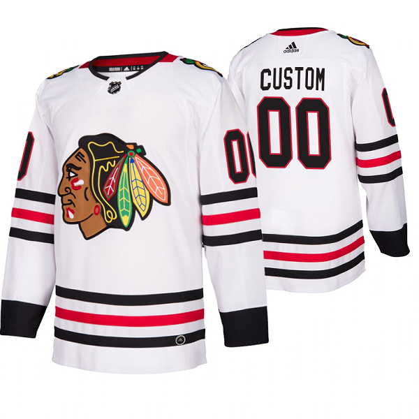 Chicago Blackhawks Custom 2019-20 Away Player White NHL Jersey