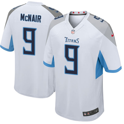 Men's Nike Tennessee Titans #9 Steve McNair Game Road White NFL Jersey