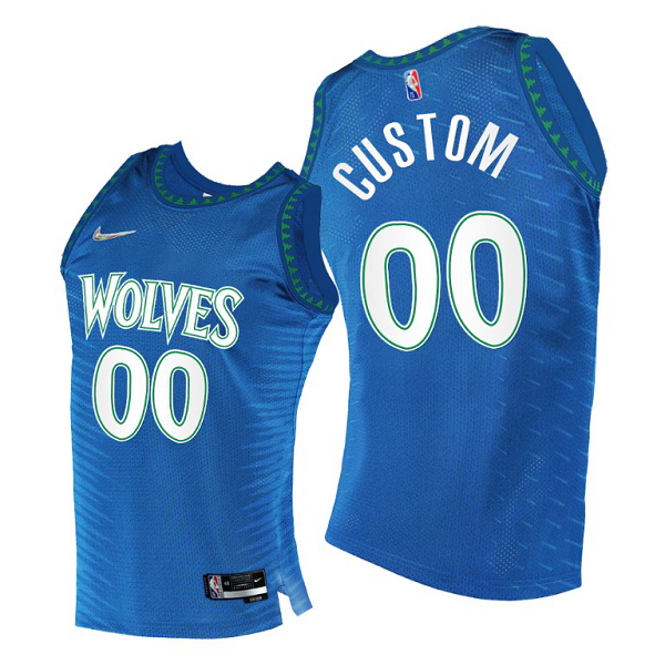 Men's Minnesota Timberwolves #00 Custom 2021-22 75th Diamond Anniversary Royal City Edition NBA Jersey