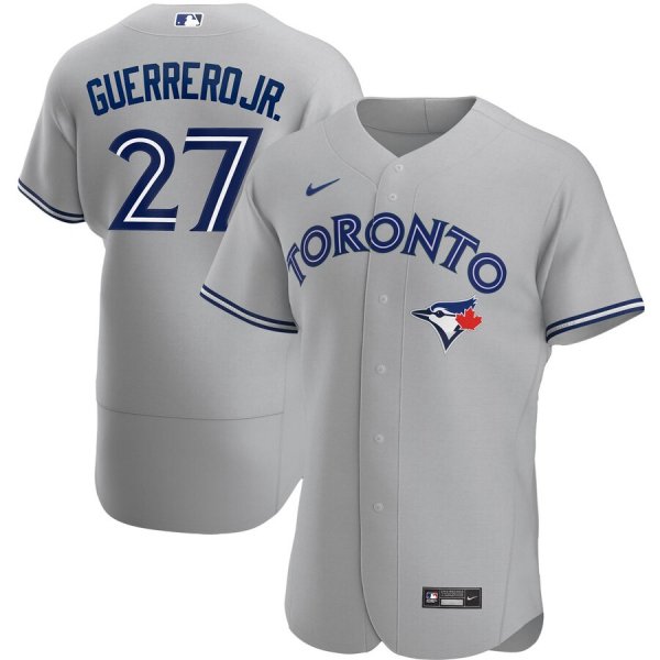 Men's Nike Toronto Blue Jays #27 Vladimir Guerrero Jr. Gray Road 2020 Player MLB Jersey