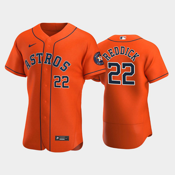 Men's Houston Astros #22 Josh Reddick 2020 Alternate Orange Flex Base MLB Jersey