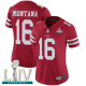 San Francisco 49ers #16 Joe Montana Red Team Color Super Bowl LIV Bound Women's Stitched NFL Vapor Untouchable Limited Jersey