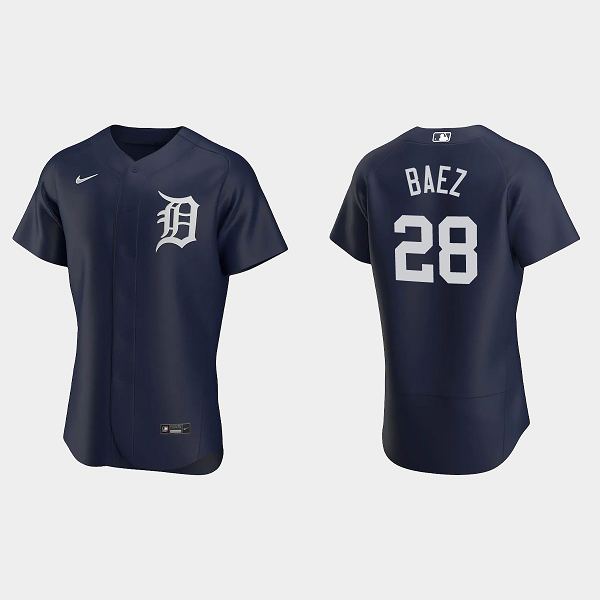 Men's Detroit Tigers #28 Javier Baez Alternate Navy MLB Jersey