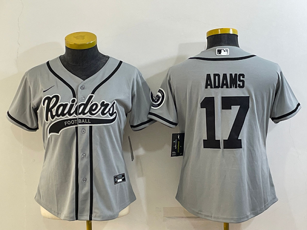 Women's Las Vegas Raiders #17 Davante Adams Grey Stitched Baseball Cool Base Jersey