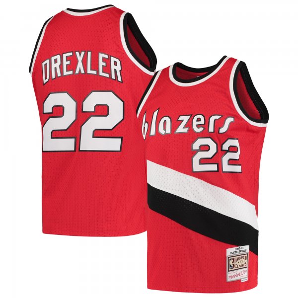 Men's Portland Trail Blazers Clyde Drexler Mitchell & Ness Red 1983/84 Hardwood Classics Swingman Jersey